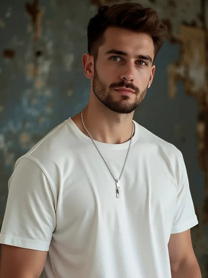 Silber Herren Edelstahl Halskette 55cm