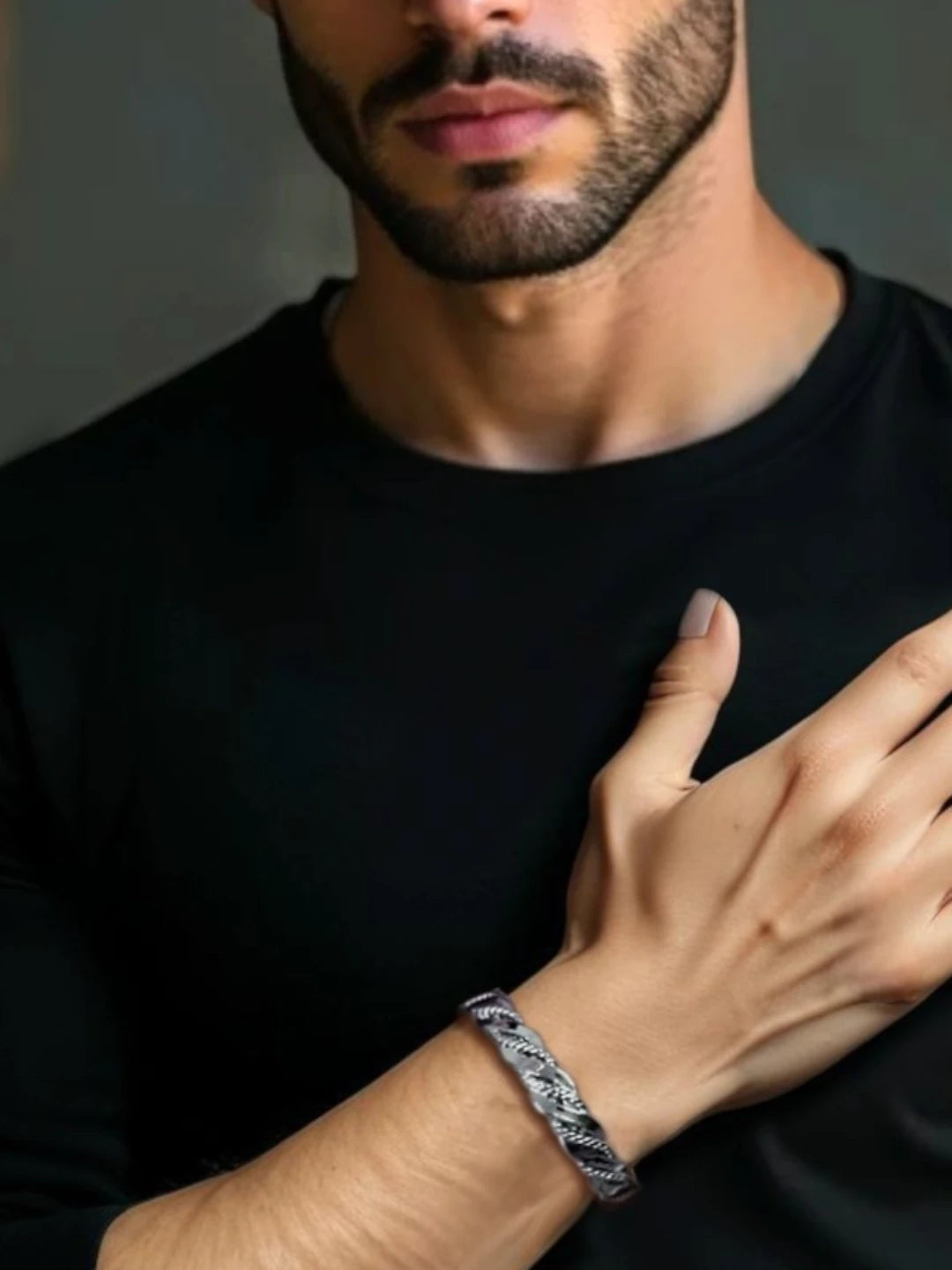 Silber Herren Edelstahl Armreif – verstellbar und minimalistisch